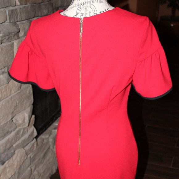 Calvin Klein Round Neck Short Fluttered Sleeve Dress - Picture 6 of 8